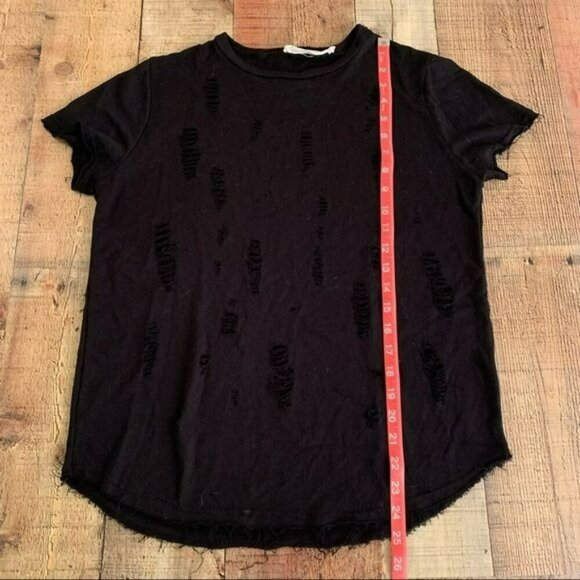 Twinkle womens distressed frayed short sleeve top in black - Picture 4 of 6